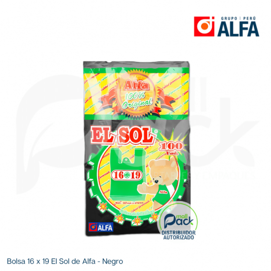 Bolsa 16 x 19 El Sol de Alfa - Negro Bolsa 16 x 19 El Sol de Alfa - Negro