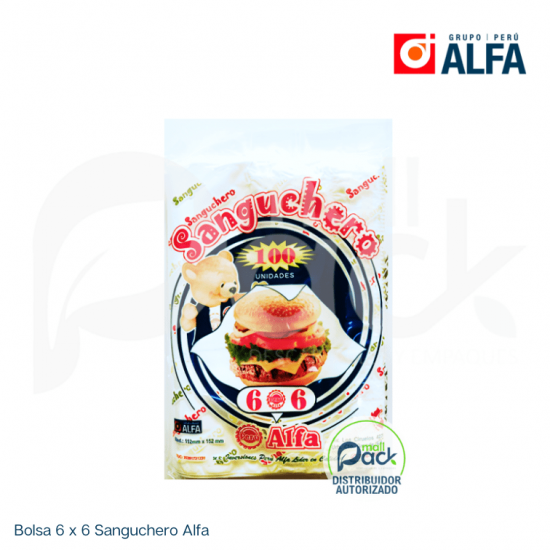 Bolsa 6 x 6 Sanguchero Alfa Bolsa 6 x 6 Sanguchero Alfa