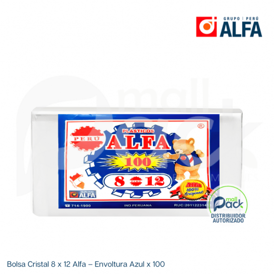 Bolsa Cristal 8 x 12 Alfa – Envoltura Azul x 100 Bolsa Cristal 8 x 12 Alfa – Envoltura Azul x 100