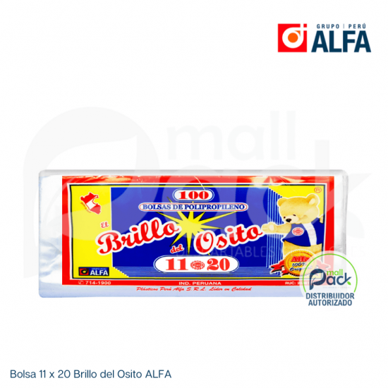 Bolsa 11 x 20 Brillo del Osito ALFA Bolsa 11 x 20 Brillo del Osito ALFA
