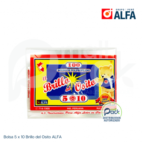 Bolsa 5 x 10 Brillo del Osito ALFA Bolsa 5 x 10 Brillo del Osito ALFA